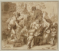 P 086
<br/>
De Kwakzalver
<br/>
<em>Dusart, Cornelis (1660-1704), toegeschreven aan</em>